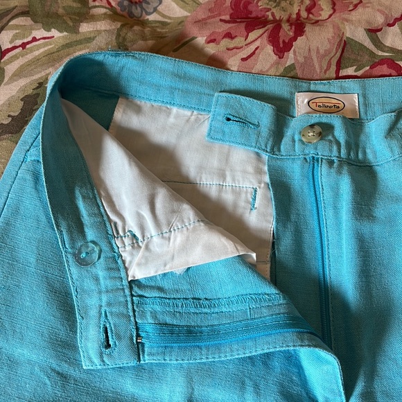 Vtg TALBOTS size 12 Caribbean Blue Irish Linen High Rise Flat Front Ankle NEW - Picture 9 of 14